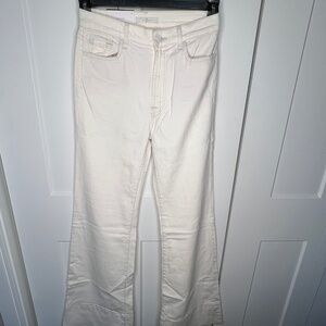 7 For All Mankind Modern Dojo Flare White Linen Blend Jeans NWT Women's Size 27